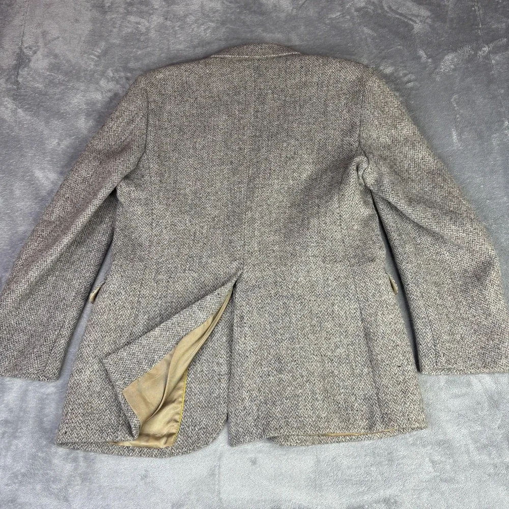 Hunting Horn Sport Coat Mens Fits 40R Gray Herringbone Tweed Wool Blazer Classic